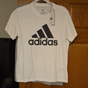 adidas White Tee with Black Logo